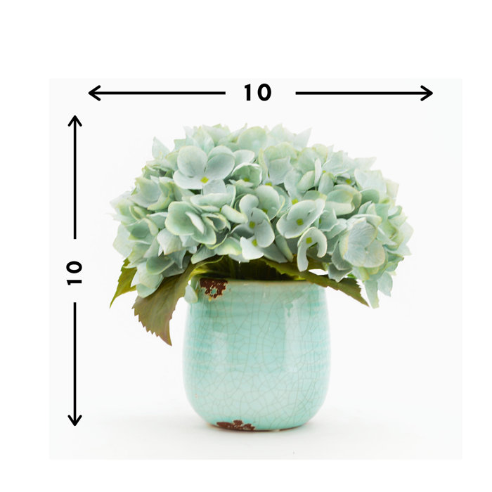 Charlton Home® Faux Blue Hydrangea in Ceramic Vase & Reviews | Wayfair